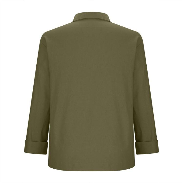 Casual Loose Long Sleeved Jacket Women Solid Color Button Pocket Fashionable