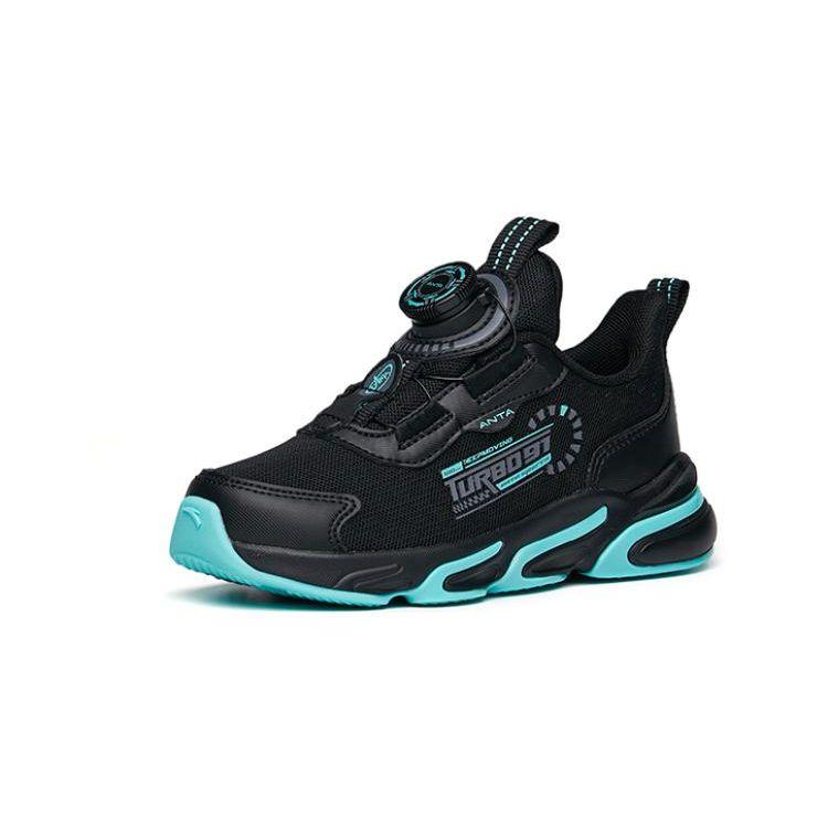 Anta Bounce Non-Slip Shock Absorbing Durable Low-Top Running Shoes Kids Sneakers Black Blue A312139988A-1