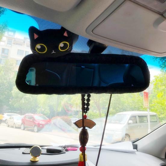

Black Cat Rearview Mirror Cover with Elastic Band Four Seasons Universal Auto SUV
