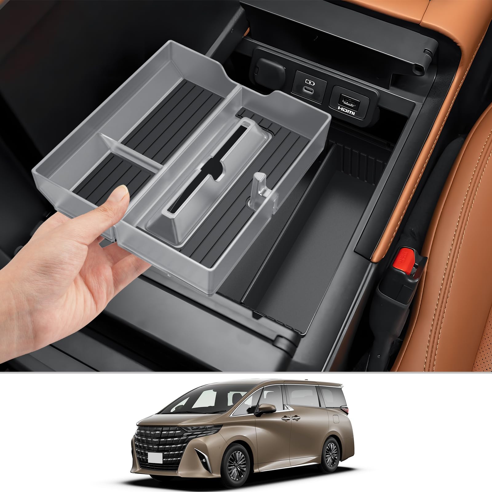 

New for 2025 Toyota Alphard 40 Console Center Console ABS Mat Console Car Storage 40 Series Alphard Console Box Paper Towel Alphard 40 Interior