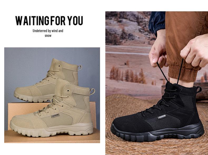 Plus Size Men's High-Top Outdoor Combat Boots - Ultra-Light, Cold Cement Outsole, Autumn/Winter Style