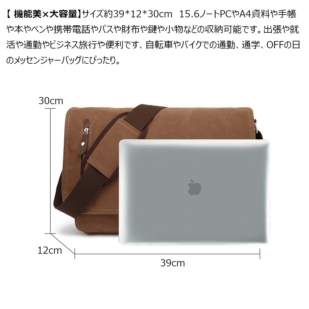 Whatna Thick Canvas and Leather Shoulder Horizontal Messenger Large Business Fits A4 Sizes and Shoulder School Bicycle Model 8501 Men's Bag, Bag, Bag,