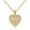 Full Micro Paved Solid Heart Pendant Classic Cable Link Chain Women Clavicle Necklace