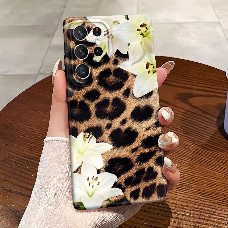 Popular Leopard Print Lily GalaxyS23plus Mobile Phone Case Personalized Samsung S25ultra Protective Case