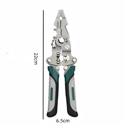 Collapsible Wire Stripper Pliers Chrome Vanadium Steel Multi Tool for Crimping Cutting Wrenching Outdoor Work Foldable Design