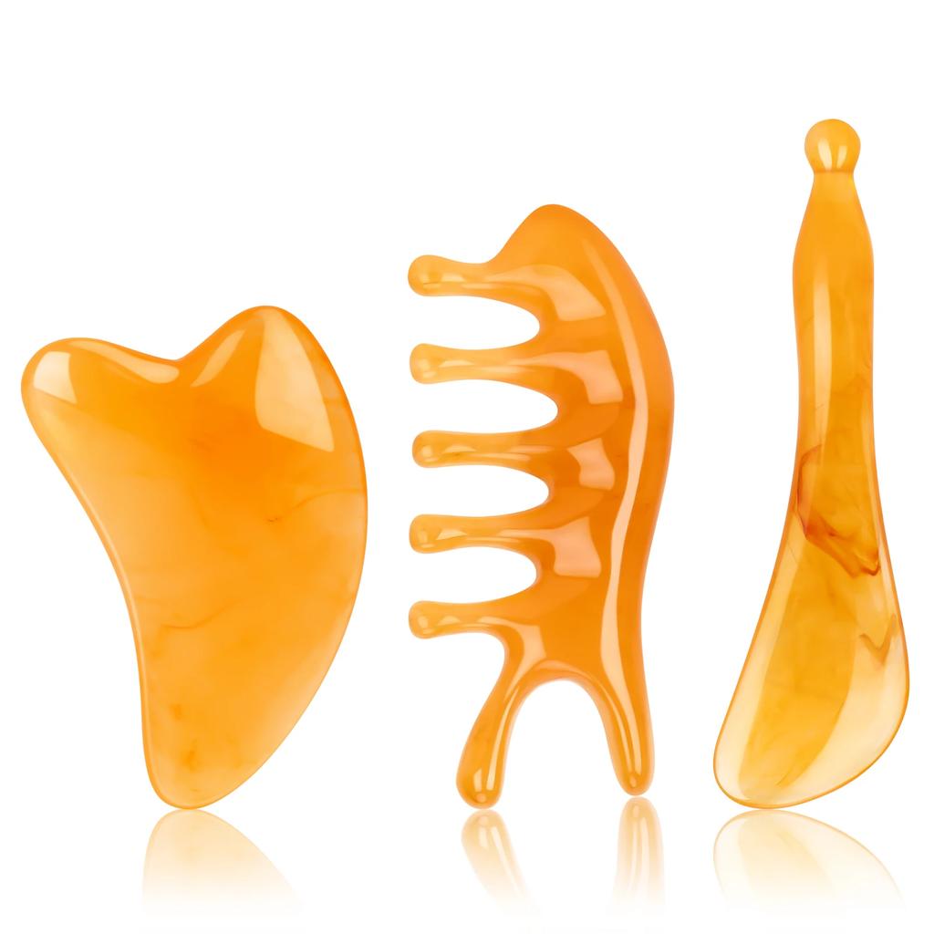 Resin Guasha Massage Board Body Meridian Scraping Scalp Massage Comb Head Eye Neck Face SPA Massager Acupuncture Massage Tools