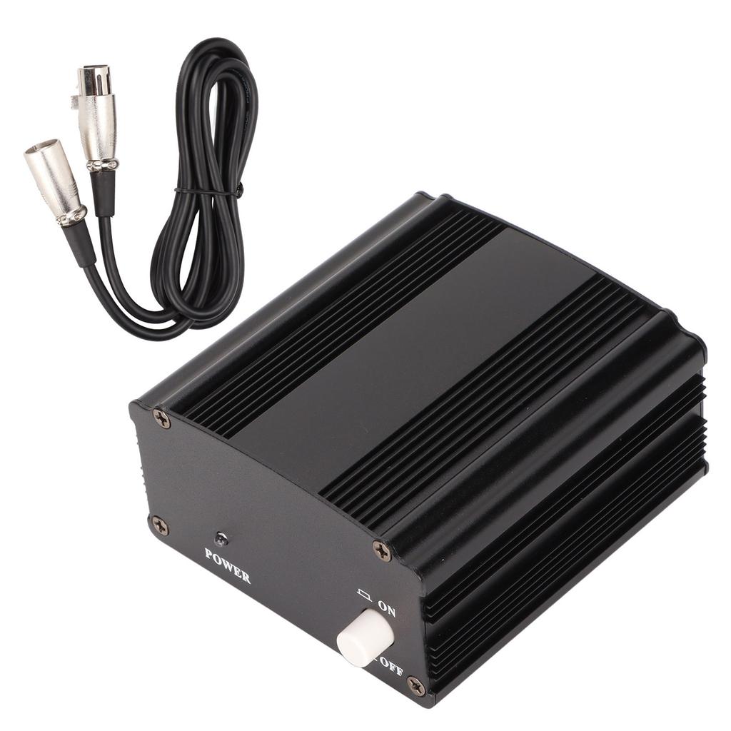 48 V Phantom Power Supply Professional Phantom Power with XLR 3 Pin Cable for Music Recording