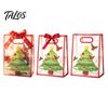 Small Gift Sacks for Christmas Bags with Handles, Reusable Clear PP Treat Dessert Packaging Candy Apples Cookies, Holiday Party Favor Ribbon Bow Eve