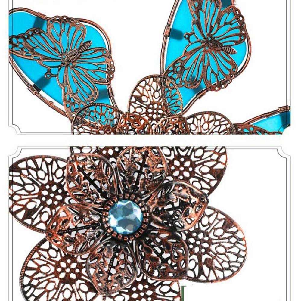 Rotating Windmill Spinner Sculpture Metal Flower Pinwheel Gardening Plug  Backyard Patio