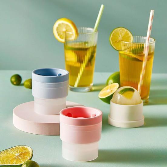 4Pcs Ice Hockey Mold with Lids Easy Release Sphere Ice Cube Maker Stackable Non-stick Puck Mold for Whiskey Cocktails Bourbon