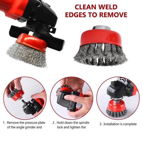 Disc Grinder Wire Brush, Brass Brush, Rust Removal, Cup Wire Brush Attachment, M14 Nut, Hex Shank, Rust Removal, Paint Stripping, Outer Diameter 75mm,