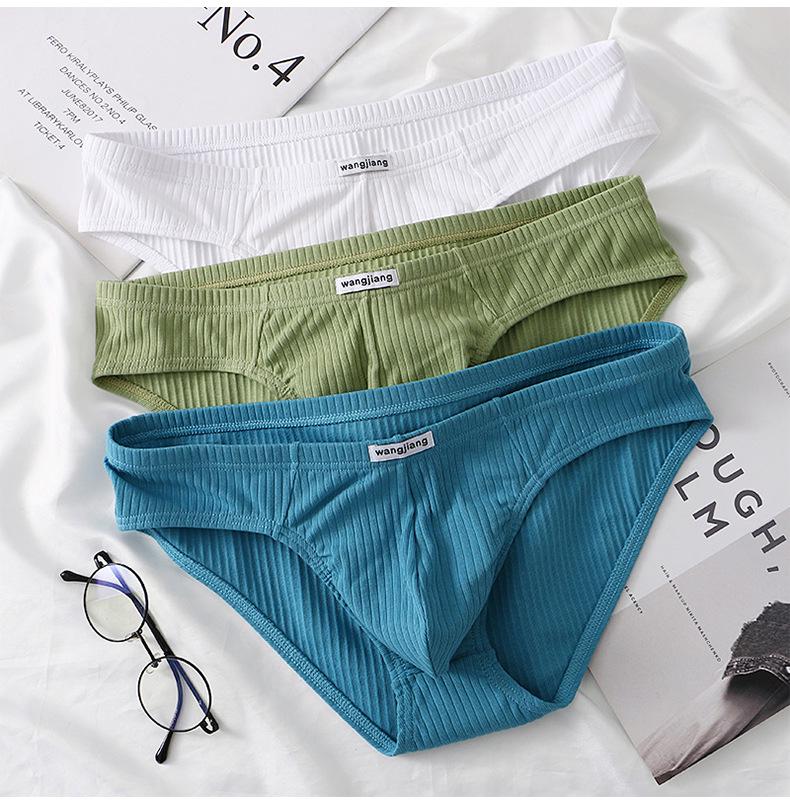 Men's Ribbed Cotton Briefs - Sexy, Breathable, and Trendy U-Convex Design