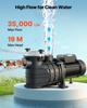 Zwembadpomp, 3000W, 35.000 L/U Maximaal Debiet Eén Snelheid Zwembadpomp, AC 220-240V, 2860 RPM, 19 m Maximale Opvoerhoogte, met 24-Uurs Timer & Filtermand, voor