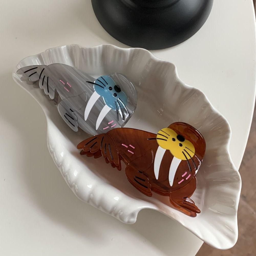 Korean Style Headwear Sea Lion Hair Claw Acetic Acid Geometry Shark Clip  Travel