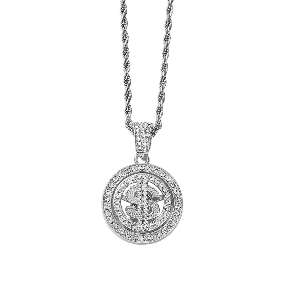 

Хип-хоп Новое Блестящее Ожерелье с Подвесками в виде Доллара со Стразами, Вращающиеся Подвески со Знаком Денег Доллара США, Мужское Хип-хоп Рэп Рок Ювелирное Украшение Подарок