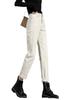 Off-White Women's High Waist Velvet-Lined Slimming Cropped Harem Jeans