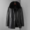 Men's Fur Integrated Medium and Long Lapel Leather Jacket Middle-aged and Elderly Leather Jacket Men's Jacket