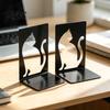 Par de Sujeta Libros Metálicos, Sujeta Libros de Gato, Sujeta Libros Lindos para Estanterías, Tope de Soporte Decorativo Resistente, Decoración para Escritorio de Oficina en Casa, Estantería