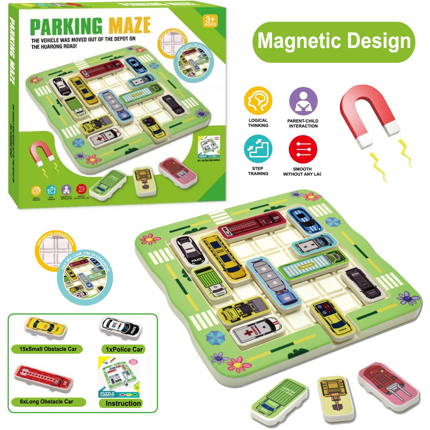 Interesting Toys Magnetic Parking Maze Magnetic Parking Puzzler Magnetic Car Toy Travel Game Traffic Challenges Board Game Toys Montessori Toys