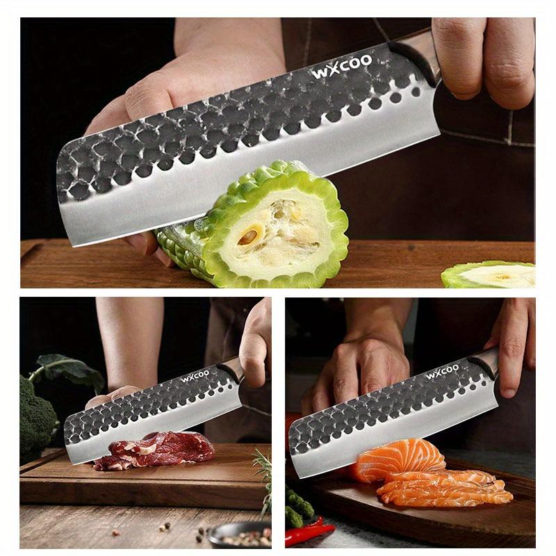 Stainless Steel Kitchen Chef Knife Set, Hand Forged Boning Knife Slicing Multipurpose Knife Kitchen Utility Butcher Cutting Paring Meat Cleavers