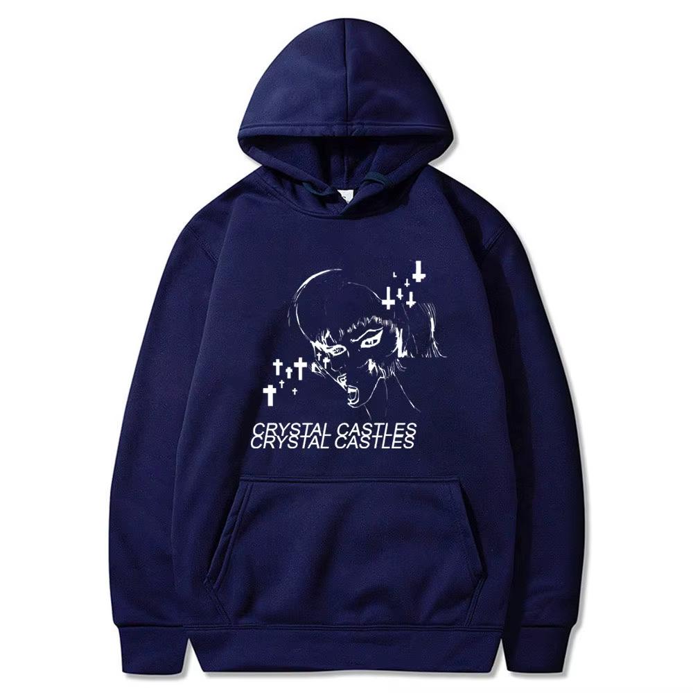 Men Women Hip Hop Vintage Rock Oversized Hoodies Crystal Castles Hoodie Male Casual Fleece Sweatshirt Men's 90s Gothic Clothes