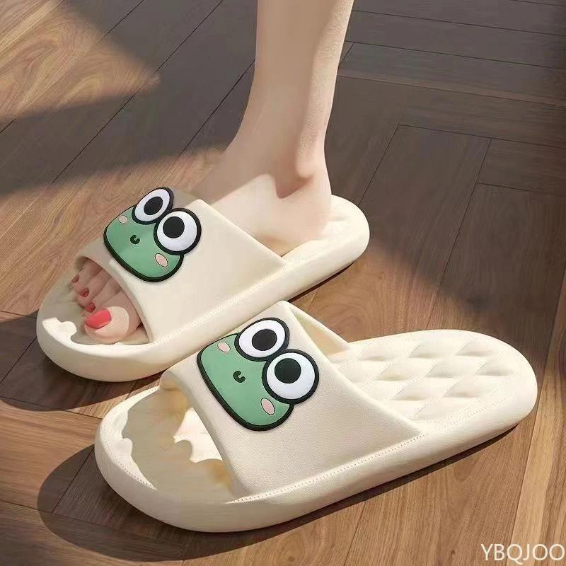 Fashion Summer Women's Slippers Cute Frog Home Anti slip Shoes Couple thick soled sandals Anti odor Mens ladies bathroom slipper Zapatos