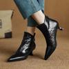 Fashion 2025 Spring Vintage Pointed Toe Women Ankle Boots Fashion Thick Heel Shoes Concise Short Botas De Mujer
