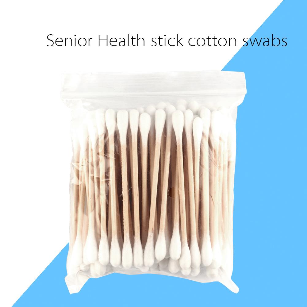 80PCs Pack High Quality Cotton Swab Double Head Health Wood Makeup Brushes Cosmetics Ear Clean