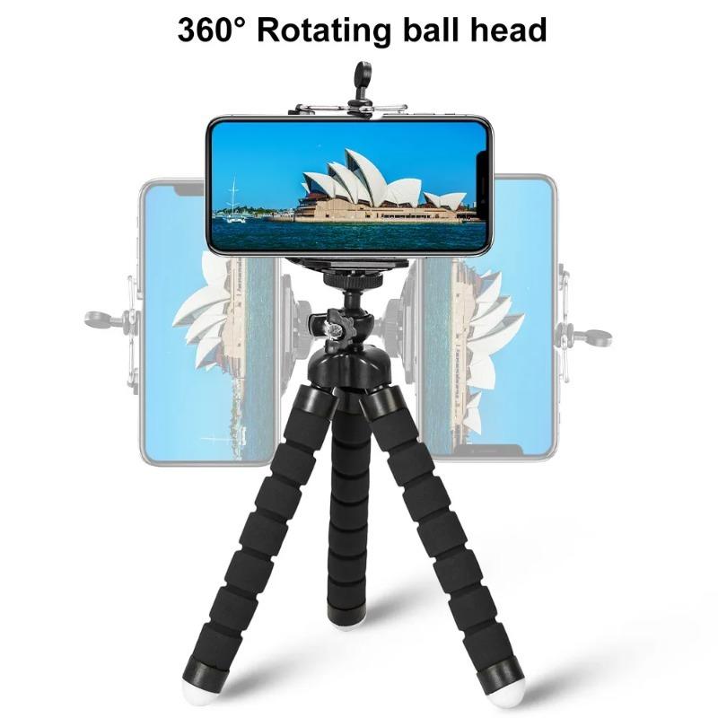 Sponge Octopus Tripod - Universal Lazy Phone Holder & Portable Camera Stand with Mobile Phone Clip