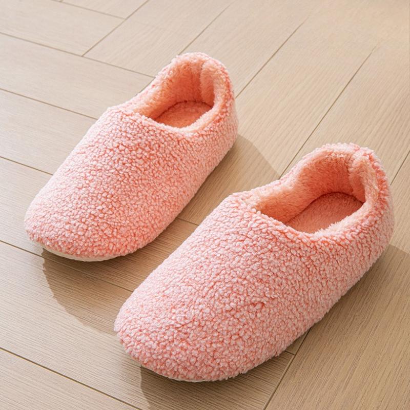 Fashion Womens Cotton Slippers Warm Indoor House Shoes with Fur Lining for All Seasons Comfortable Home Footwear