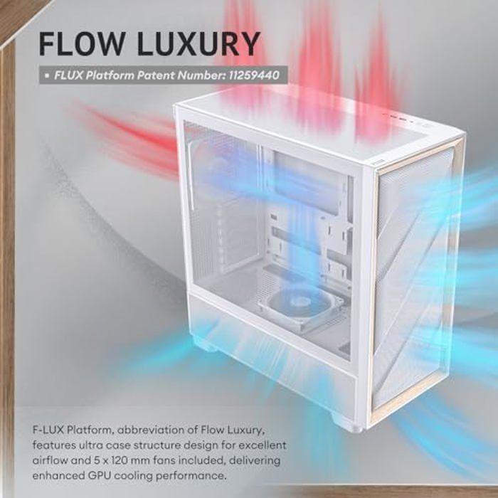 Boîtier d'ordinateur - Antec - Flux Wood White - 5 ventilateurs PWM - Panneau avant en bois - Radiateur 420mm