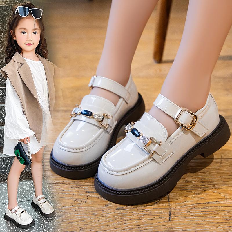 Girls' Black Patent Leather Princess Shoes - Spring/Summer 2025 British Style Performance Footwear