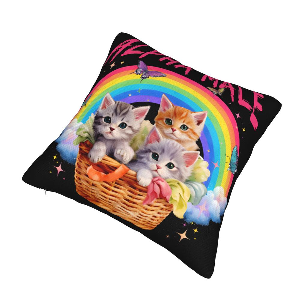 Decorative Pillow Covers Alpha Male Cat Kitten Funny Merch Home Throw Pillow Case Cover Square Multiple Sizes