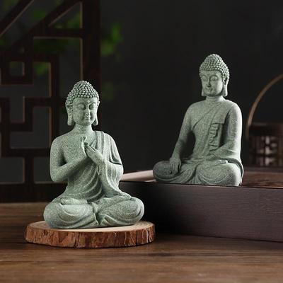 Porcelain Green Sandstone Buddha Ornament for Zen Fish Tank or Bonsai Display