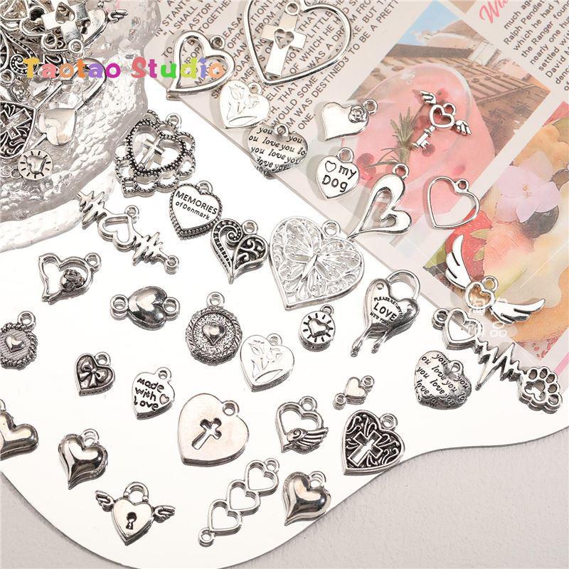 Love Heart Pendant Charm Alloy Jewelry for DIY Bracelets & Necklaces