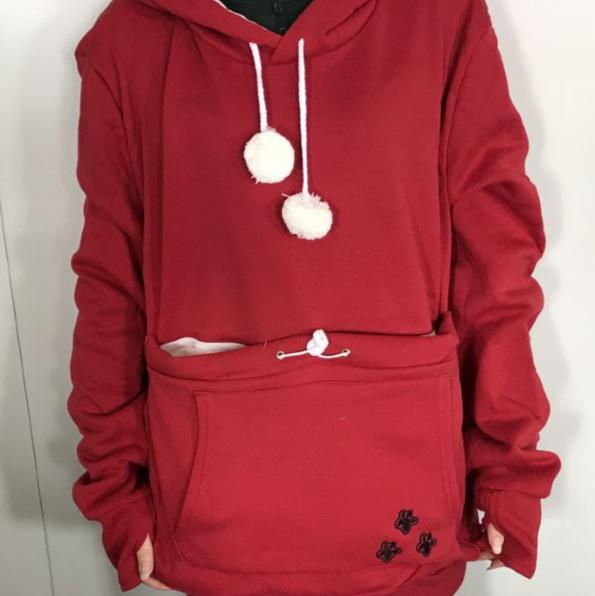 

Популярная европейская и американская толстовка с капюшоном с вышитым изображением питомца и большим карманом - зимняя модель Plus Velvet Large