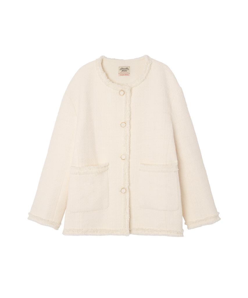 Vanone Atelier O3735 Round Tweed Jacket_Ivory