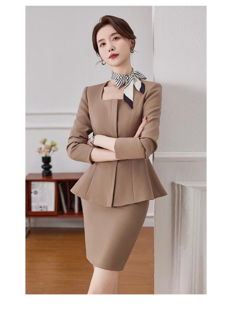 Women's Dark Blue Professional Suit - Spring/Summer Hotel Manager Reception Uniform