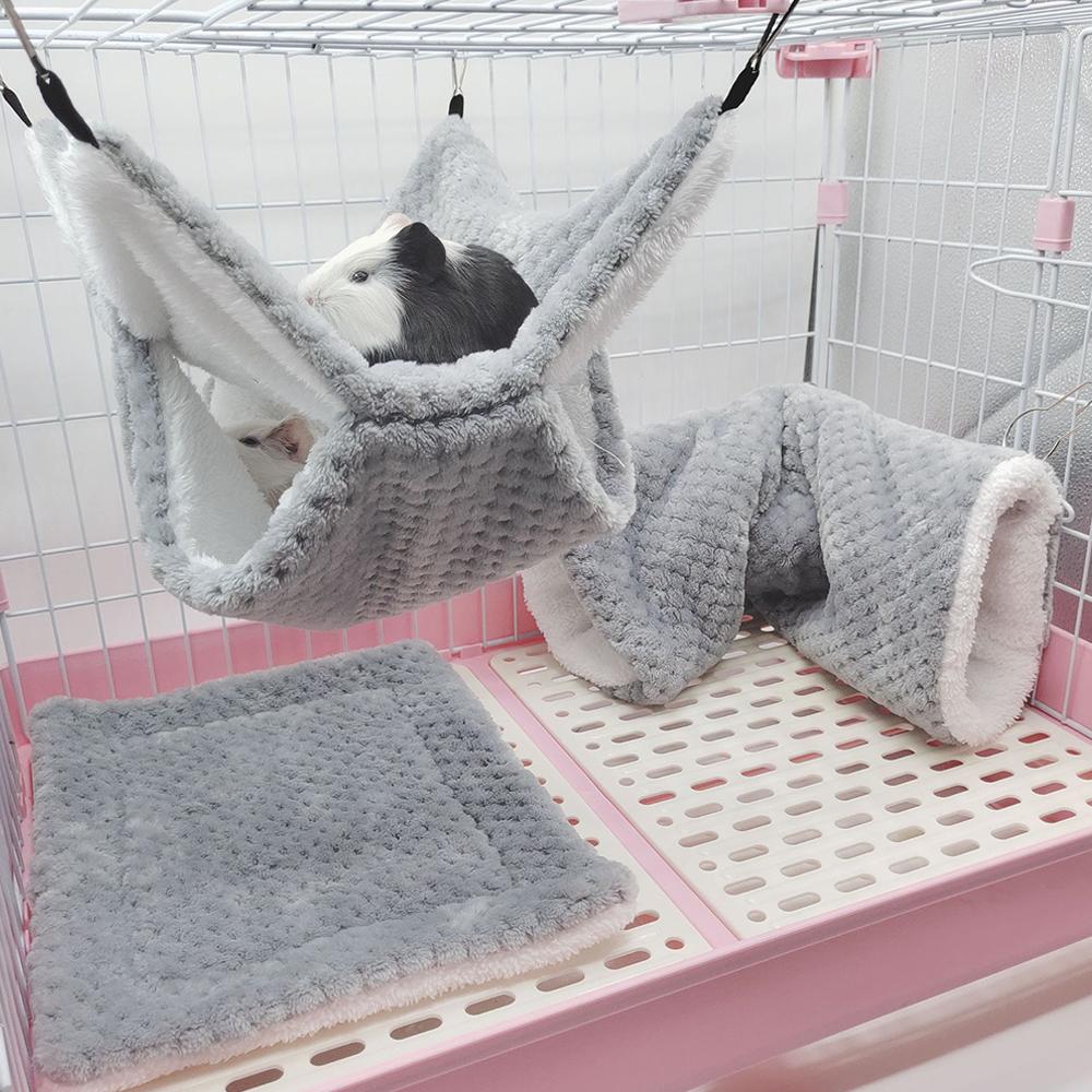 Warm Plush Hamster Hammock Small Animal Double-layer Thicken Sleeping Bag Nest Pets Rat Squirrel Hanging Cage House