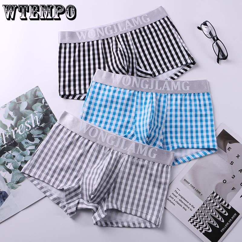 

Men s Underwear Pure Cotton Boxer Shorts Checkered Printed Four Cornered Underwear M червоний