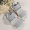 Casual Sandals Women's 2025 Summer Platform Platform Heel Wedge Fish Mouth Elastic One-line Strap Plus Size Sandals Women's Shoes