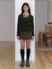 KIJUN Belted U-Neck Top Dark Brown