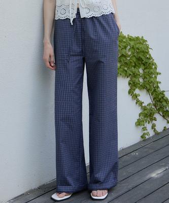 LOVLOV Blue Check Pajama Pants_Navy