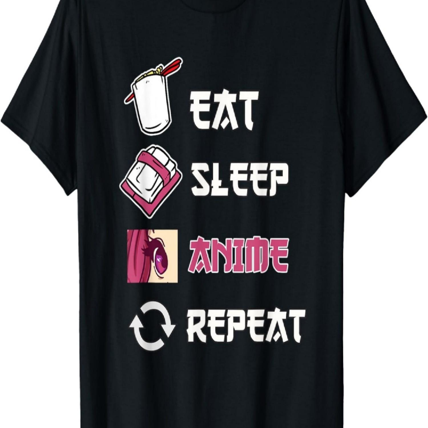 Eat Sleep Anime Repeat Anime Merch Ramen Otaku Gift Anime T-Shirt S чёрный