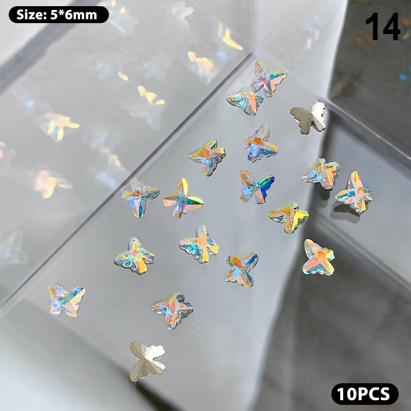 3D Butterfly Super Flash Bottom Aurora Diamond 3D Nail Decoration Nail Accessories