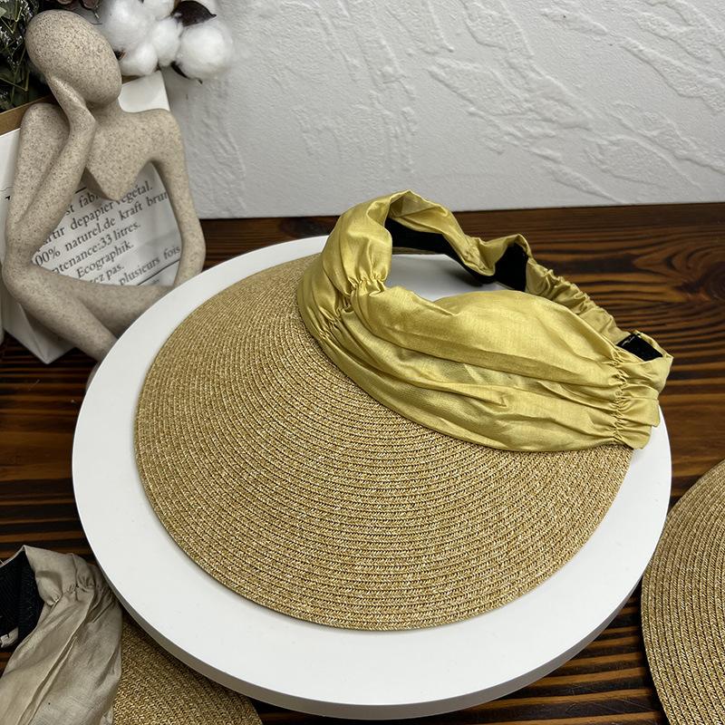 

Пустая шляпа-цилиндр Однотонная соломенная шляпа Женская эластичная лента Пляжная шляпа от солнца Солнцезащитная шляпа Шляпа-крыша Тренд Adult (56-58cm) жёлтый