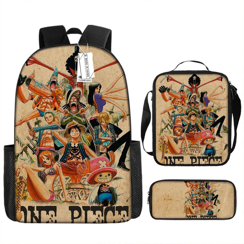 Onepiece Backpack Student School Bag Luffy Backpack Satchel Pencil Case