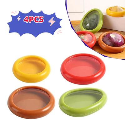 4Pcs Set Fruit Preservation Box Silicone Film Food Box Sealed Mini Refrigerator for Storage Vegetable Avocado Lemon Storage Box