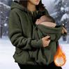 Women's Maternity Hoodie Sherpa Fleece Zip Up Nursing Sweatshirt With Baby Carrier Pouch Solid Color Winter Warm Top