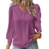 Women's Fashion Casual Spring Fall Solid Color Print Pullovers & Long Sleeves V-Neck Blouses & Shirts